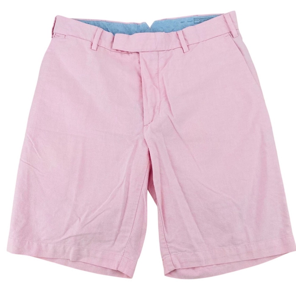 Polo Ralph Lauren Mens 32 Pink Oxford Cotton Chino Shorts Preppy Summer Coastal - Picture 2 of 10